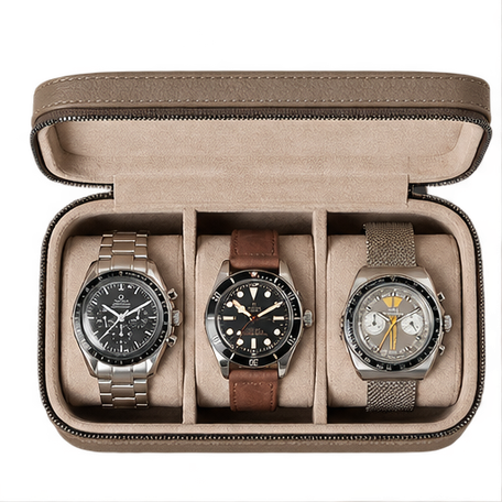 3-Slot Watch Box US Zippered Travel Case