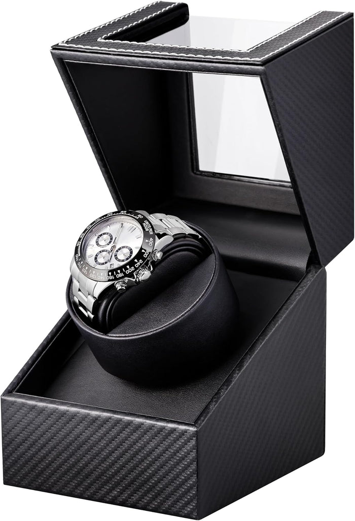 Watch Winder for Automatic Watches: Automatic Single Watch Winder Box with Japanese Quiet Motor, Rotating Watch Case in Bl...