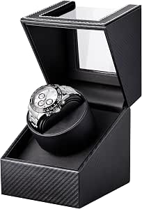 Watch Winder for Automatic Watches: Automatic Single Watch Winder Box with Japanese Quiet Motor, Rotating Watch Case in Bl...