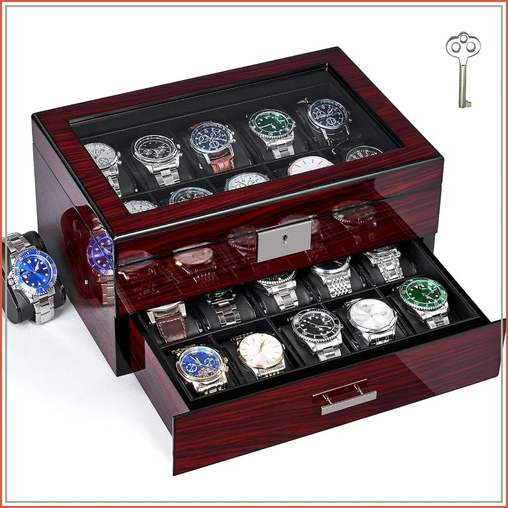 Watch Box US: Luxury Wooden Multi-Tier Watch Storage Box & Display Case