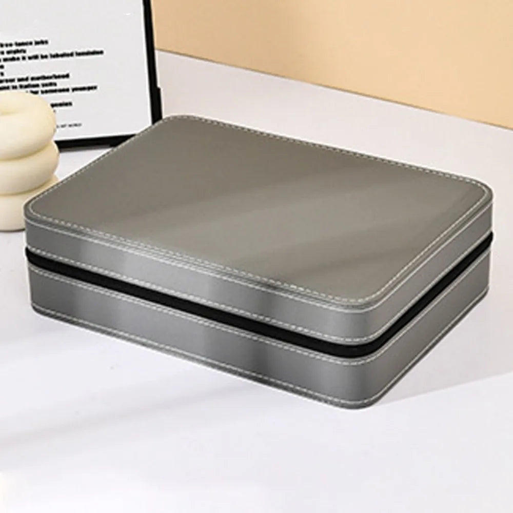 12-Slot Watch Box US Grey Leather Travel Case