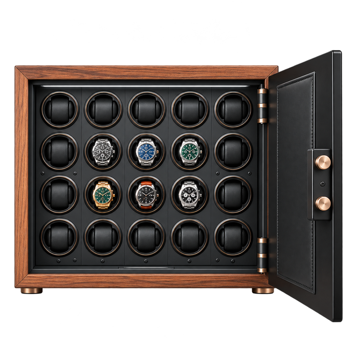 Watch Box US Walnut Wood Fingerprint Safe Lid