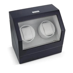 2-Slot Automatic Watch Winder Watch Box US Black Wood Glass Lid
