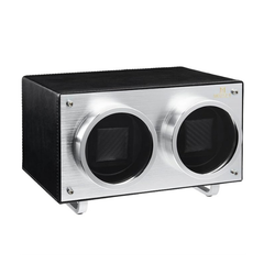 2-Slot Automatic Watch Winder Watch Box US Aluminum Glass Lid