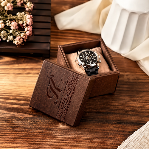 1 slot personalized dark wood watch box