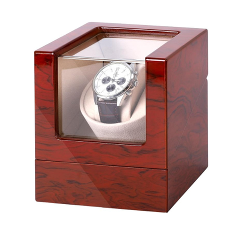 1-Slot Automatic Watch Winder Watch Box US Wooden Glass Lid