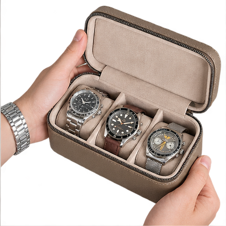 3-Slot Watch Box US Zippered Travel Case