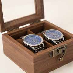 2-Slot Watch Box US Wood Glass Lid