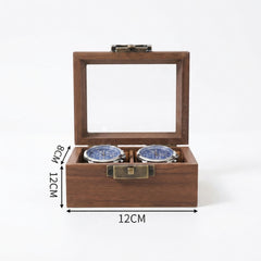 2-Slot Watch Box US Wood Glass Lid