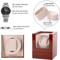 1-Slot Automatic Watch Winder Watch Box US Wooden Glass Lid