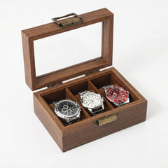3-Slot Watch Box US Wood Glass Lid