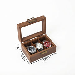 3-Slot Watch Box US Wood Glass Lid