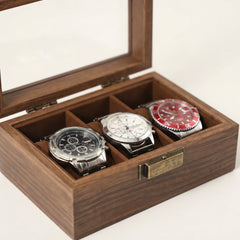3-Slot Watch Box US Wood Glass Lid