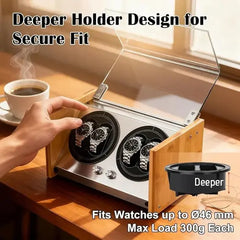 4-Slot Automatic Watch Winder Watch Box US Natural Bamboo