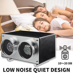 2-Slot Automatic Watch Winder Watch Box US Aluminum Glass Lid