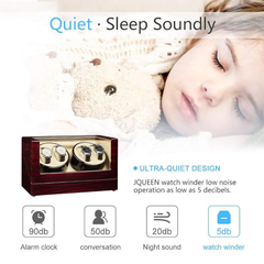 4-Slot Automatic Watch Winder Watch Box US Cherry Wood Glass Lid
