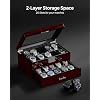 12-Slot Watch Box US Mahogany Wood Glass Lid Drawer