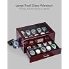 12-Slot Watch Box US Mahogany Wood Glass Lid Drawer