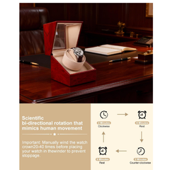 1-Slot Automatic Watch Winder Watch Box US Wooden Glass Lid