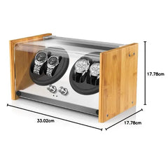 4-Slot Automatic Watch Winder Watch Box US Natural Bamboo