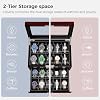 12-Slot Watch Box US Mahogany Wood Glass Lid Drawer