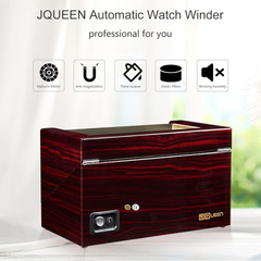 4-Slot Automatic Watch Winder Watch Box US Cherry Wood Glass Lid