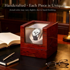 1-Slot Automatic Watch Winder Watch Box US Wooden Glass Lid