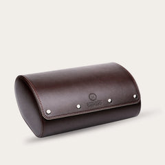6 Slot Watch Roll - Brown Leather Timepiece Travel Organizer