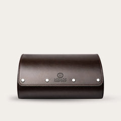 6 Slot Watch Roll - Brown Leather Timepiece Travel Organizer
