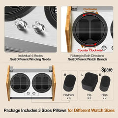 4-Slot Automatic Watch Winder Watch Box US Natural Bamboo