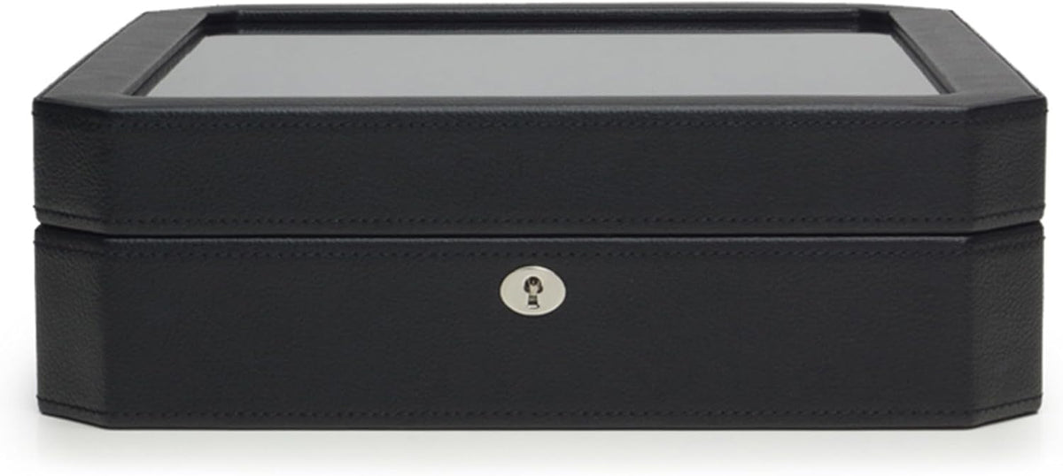 15-Piece Watch Box – Black Vegan Leather 15-Compartment Storage Case