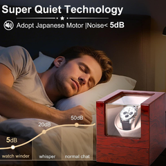 1-Slot Automatic Watch Winder Watch Box US Wooden Glass Lid