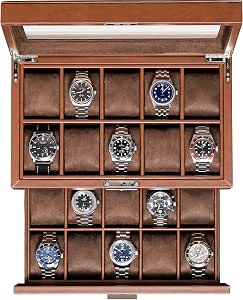 Premium 20 Slot Leather Watch Box – Luxury Locking Jewelry Display Organizer & Case