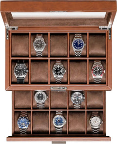 Premium 20 Slot Leather Watch Box – Luxury Locking Jewelry Display Organizer & Case