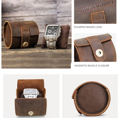 Watch Roll - Vintage Leather Travel Case & Timepiece Pouch