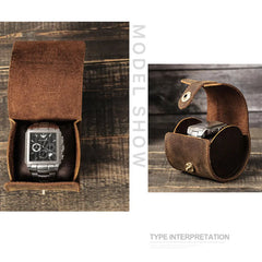 Watch Roll - Vintage Leather Travel Case & Timepiece Pouch