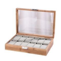 10-Slot Watch Box US Wood Glass Lid