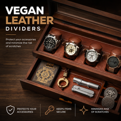 4-Slot Watch Box US Wood Glass Lid Drawer