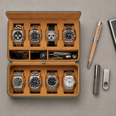 Premium 8 Watch Travel Case Storage Organizer – Tough Portable Protection for Watches & Sunglasses