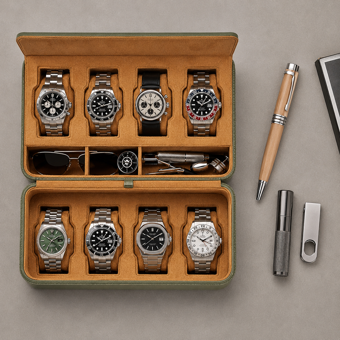 Premium 8 Watch Travel Case Storage Organizer – Tough Portable Protection for Watches & Sunglasses