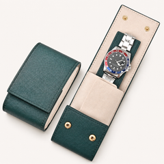 Premium Leather Watch Travel Case Single Pouch – Luxury Suede Lined Portable Watch Holder