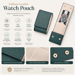 Premium Leather Watch Travel Case Single Pouch – Luxury Suede Lined Portable Watch Holder