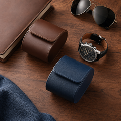 Premium Luxury Leather Watch Roll Organizer – Multi-Slot Travel Case with Removable Pillows
