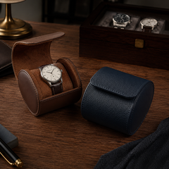 Premium Luxury Leather Watch Roll Organizer – Multi-Slot Travel Case with Removable Pillows