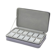 12-Slot Watch Box US Grey Leather Travel Case