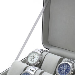 12-Slot Watch Box US Grey Leather Travel Case