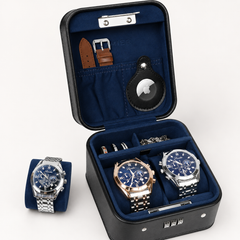 Premium Watch Travel Case with Combination Lock – 2 Watch Storage & Jewelry Organizer