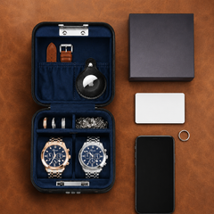 Premium Watch Travel Case with Combination Lock – 2 Watch Storage & Jewelry Organizer