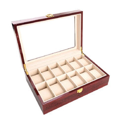 Multi-Slot Wood Watch Box, Glass Lid, Chinese-Style Design (2 or 12 Slots)
