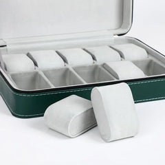 6-Slot Watch Box US Black Leather Zippered Case